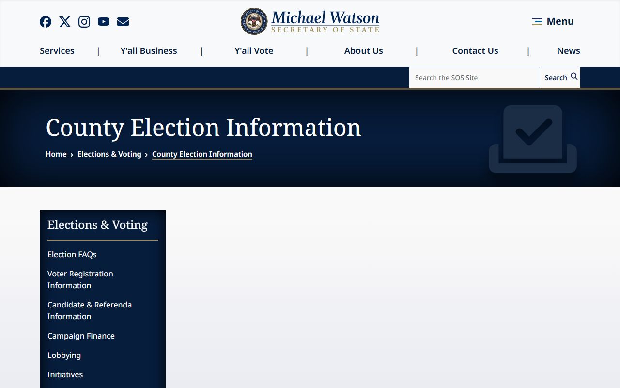 Mississippi county election information tool for Yazoo County records