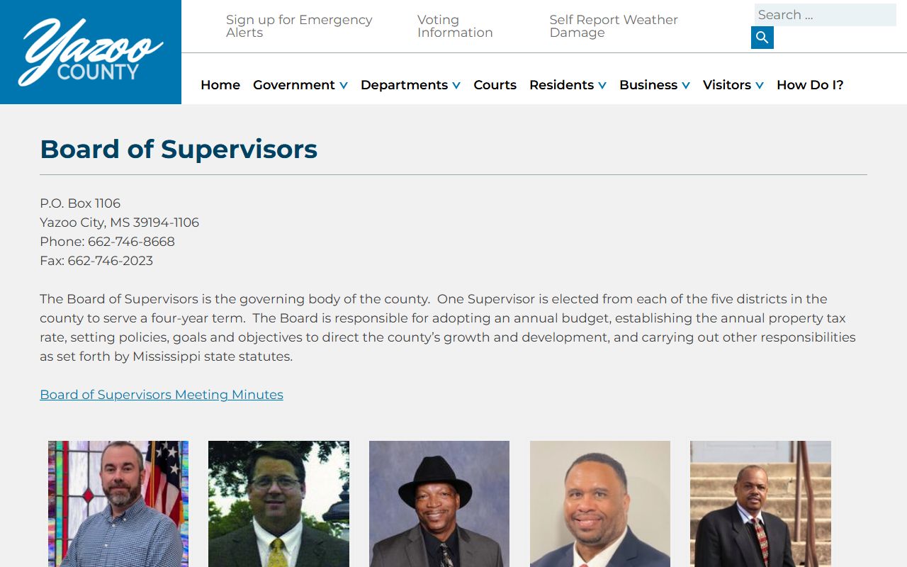 Yazoo County Circuit Clerk related Board of Supervisors records page