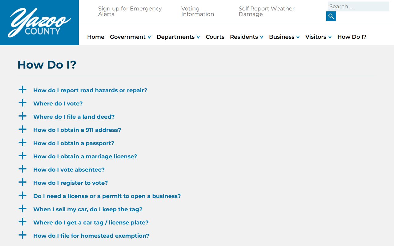 Yazoo County Circuit Clerk how-do-i records guidance page