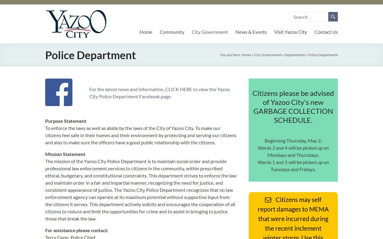 Yazoo County arrest records and court charges police department reference