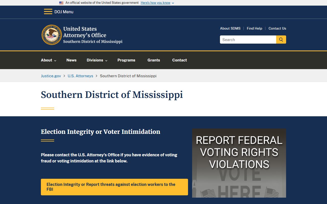 Yazoo County criminal court records federal prosecutor reference