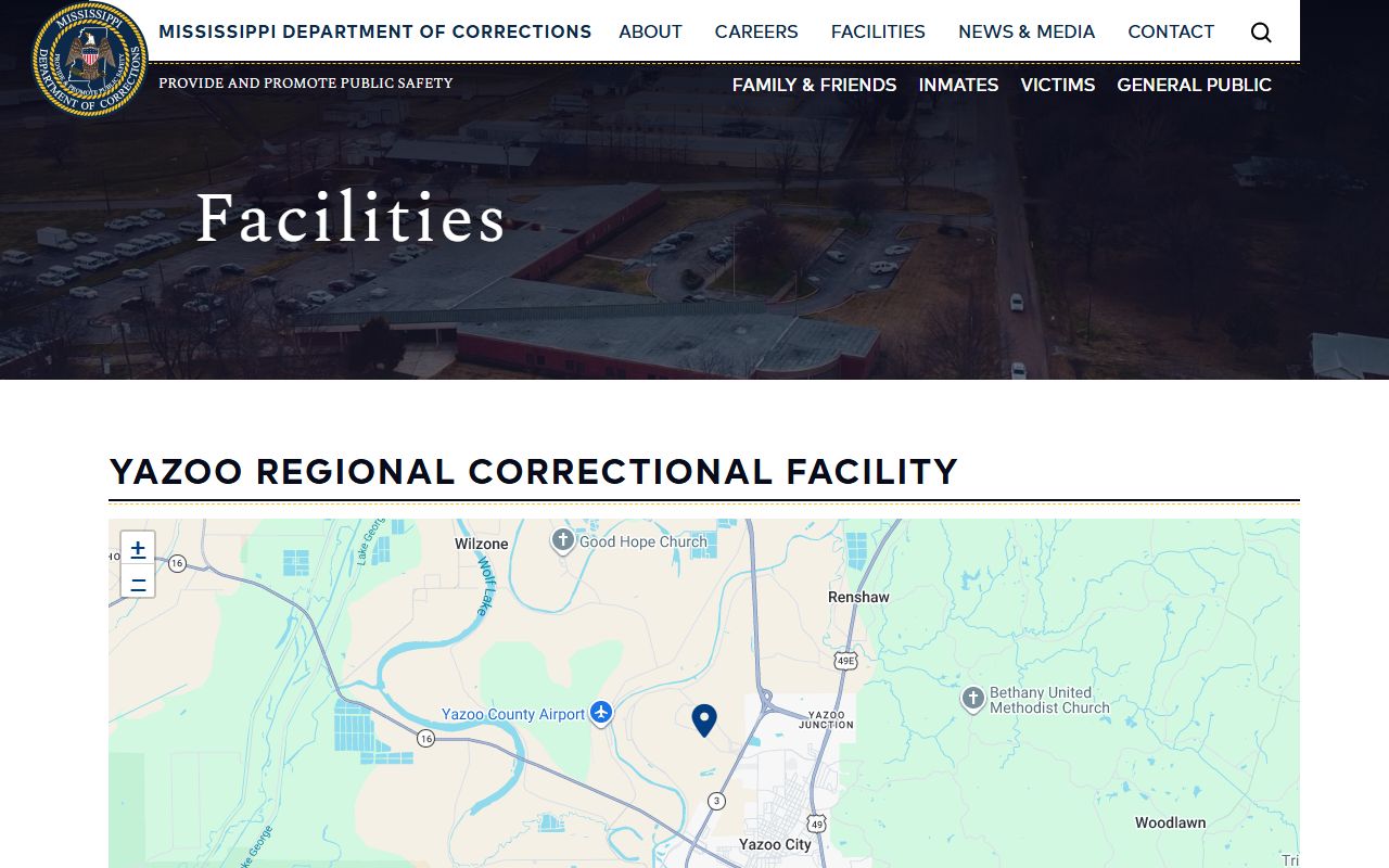 Yazoo County inmate records and the Yazoo Regional Correctional Facility state corrections listing